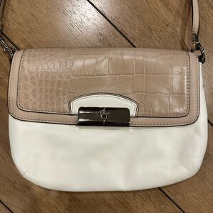 Coach Kristin White Leather Flap Small Crossbody Shoulder Bag Purse, Excellent!!